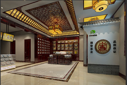 柳南古朴典雅的中式茶叶店大堂设计效果图