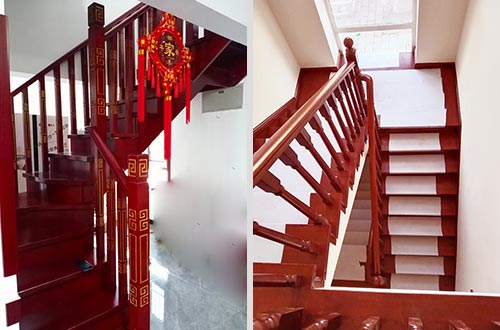 柳南自建别墅中式实木楼梯全屋定制设计效果图